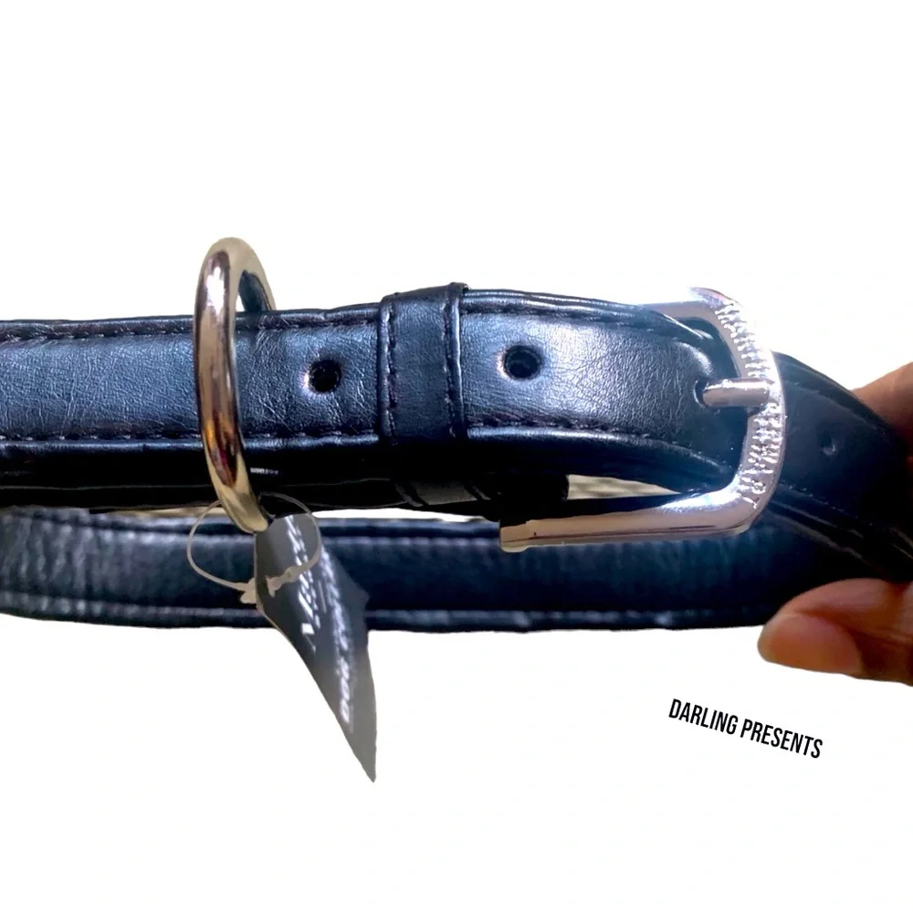 Martha Stewart Vegan Leather Engraved Buckle Dog Collar Color Black Size 20/L